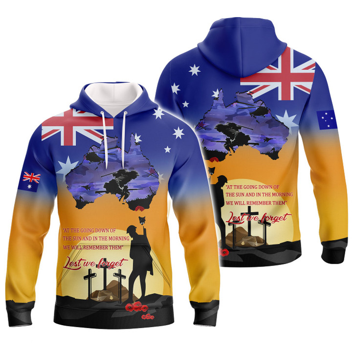 FUNSTUFFPRINT Australia Veteran Lest We Forget  3D Hoodie and Zip Hoodie