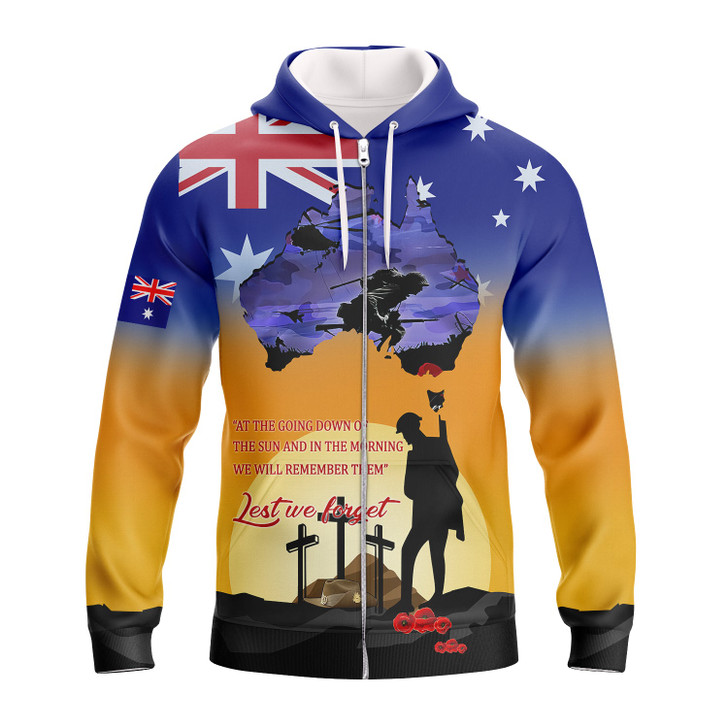 FUNSTUFFPRINT Australia Veteran Lest We Forget  3D Hoodie and Zip Hoodie