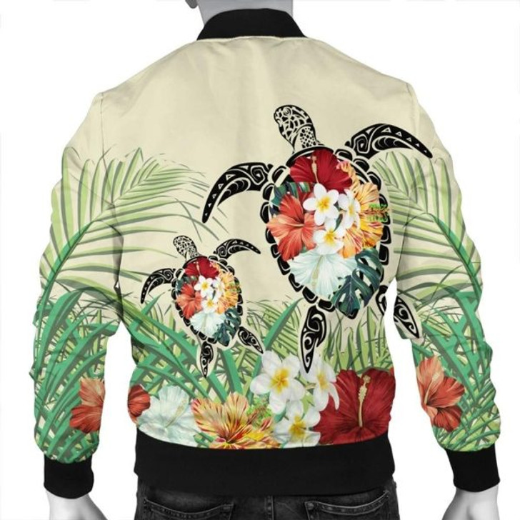 FUNSTUFFPRINT Hawaii Turtle Flowers Coconut Tree Leaf Bomber Jacket – AH – J4R Bomber Jacket