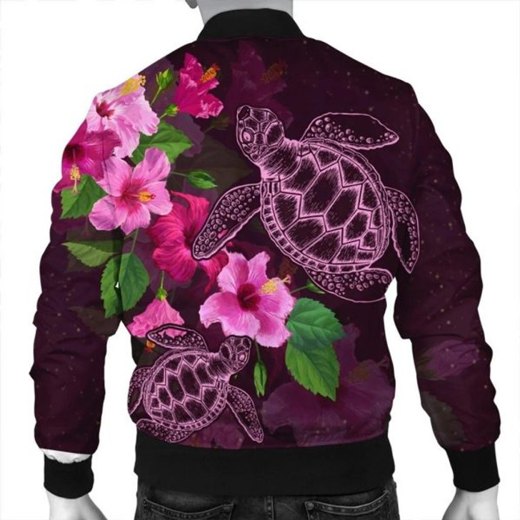 FUNSTUFFPRINT Hawaii Turtle Hibiscus Pink Simple Bomber Jacket – AH – J4R Bomber Jacket