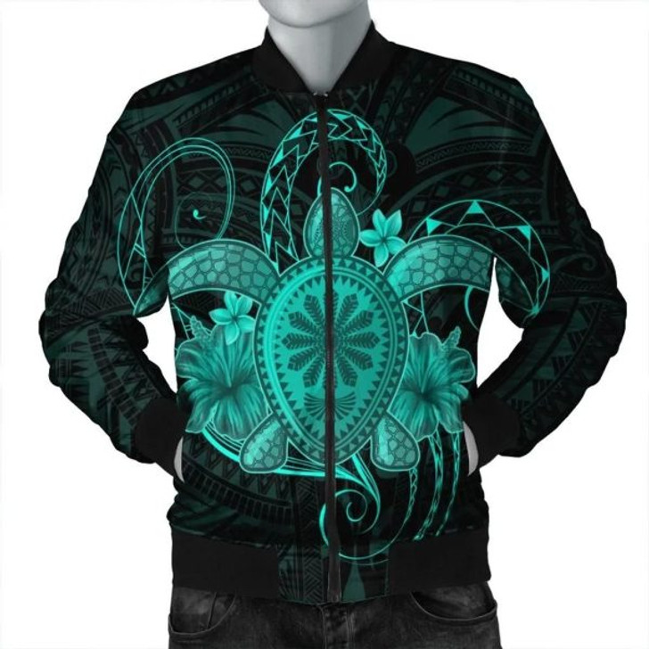 FUNSTUFFPRINT Hawaii Turtle Hibiscus Polynesian Bomber Jacket