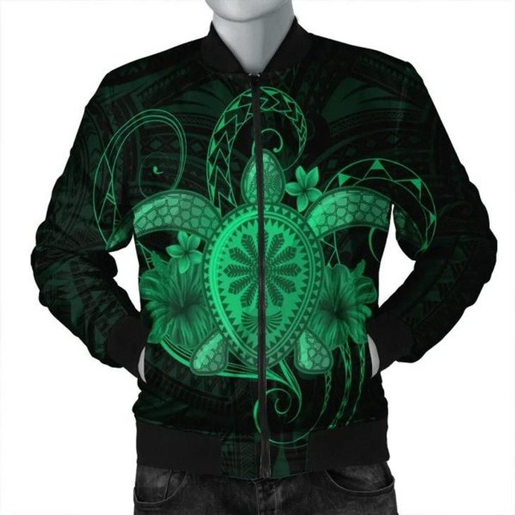 FUNSTUFFPRINT Hawaii Turtle Hibiscus Polynesian Bomber Jacket