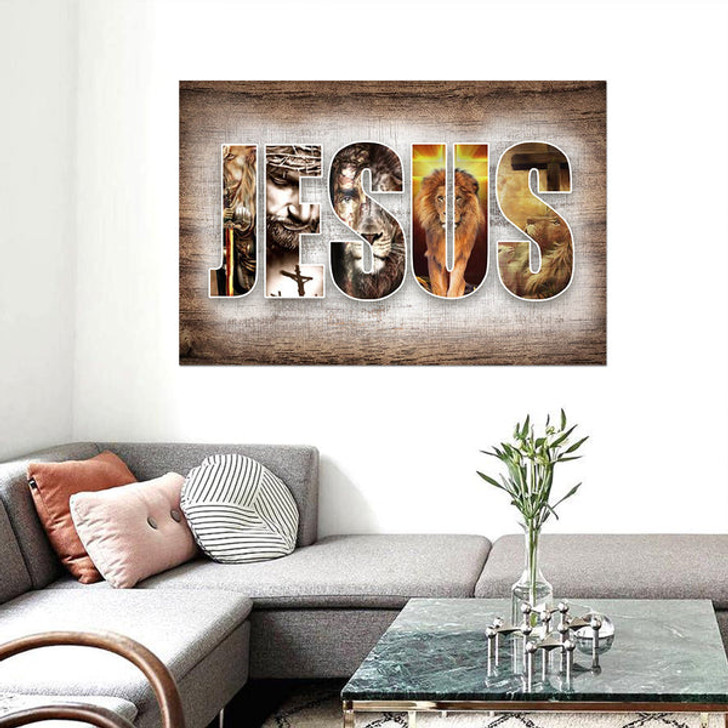 Jesus And Lion Canvas Wall Art - Jesus Canvas Pictures - Christian Wall Posters