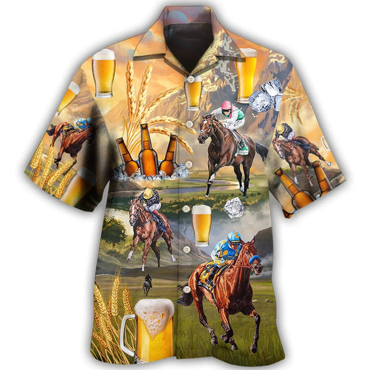 Beer And Horse Racing On The Steppe Hawaiian Shirt Men Women