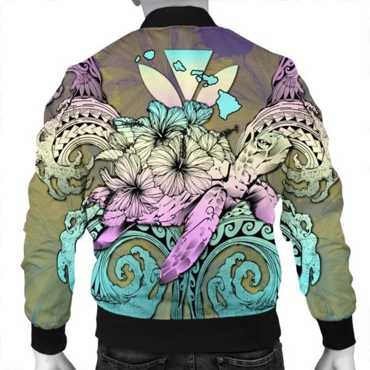 FUNSTUFFPRINT Hawaii Turtle Wave Polynesian Bomber Jacket – Hey Style Yellow – AH – J4R Bomber Jacket