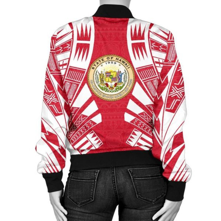 FUNSTUFFPRINT Hawaii Women Bomber Jacket – Polynesian Tattoo Flag – BN0110 Bomber Jacket
