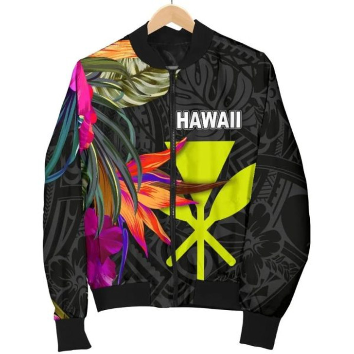 FUNSTUFFPRINT Hawaii Women’s Bomber Jacket – Hibiscus Polynesian Pattern – BN39 Bomber Jacket