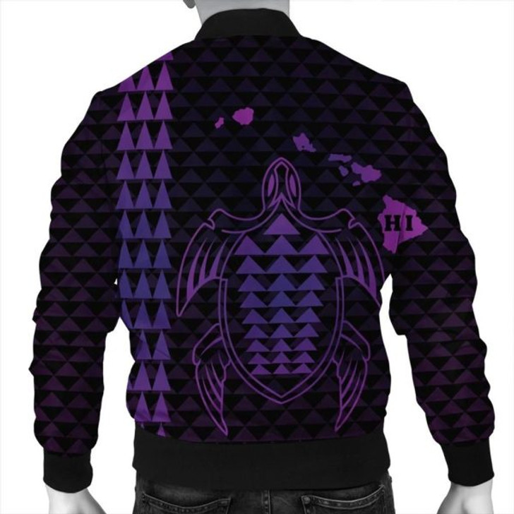 FUNSTUFFPRINT Hawaiian Map Kakau Turtle Polynesian Bomber Jacket – Purple – AH – J4R Bomber Jacket