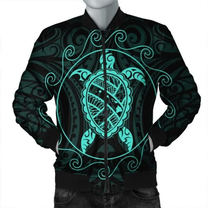 FUNSTUFFPRINT Hawaiian Map Turtle Wave Polynesian Bomber Jacket – AH – J4R Bomber Jacket