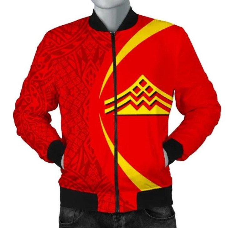 FUNSTUFFPRINT Hawaiian Mauna Kea Polynesian Men’s Bomber Jacket – Circle Style – Black – AH – J9 Bomber Jacket