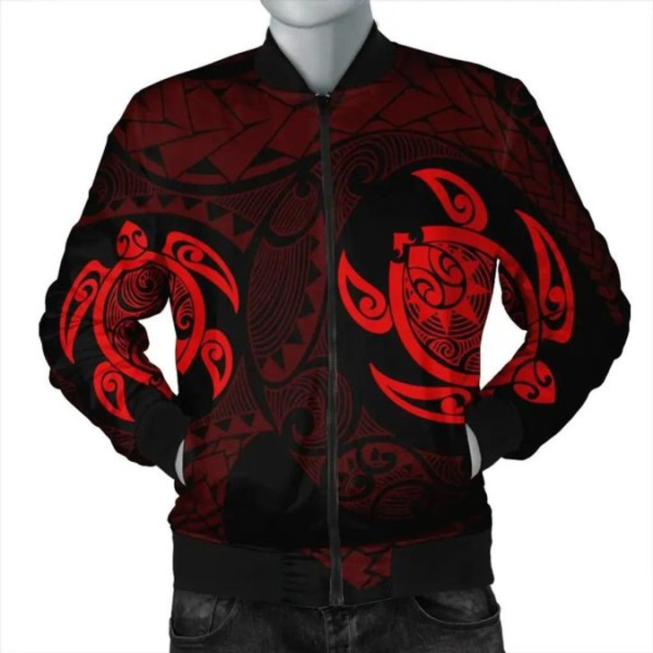 FUNSTUFFPRINT Hawaiian Two Turtle Polynesian Bomber Jacket