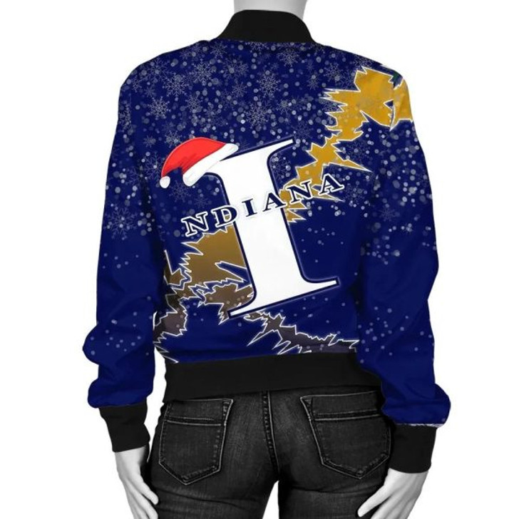 FUNSTUFFPRINT Indiana Christmas Coat Of Arms Women Bomber Jacket X Style J78 Bomber Jacket