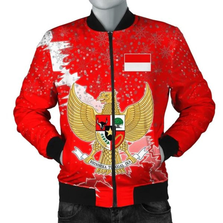 FUNSTUFFPRINTI Indonesia Christmas Coat Of Arms Men Bomber Jacket X Style J78 Bomber Jacket