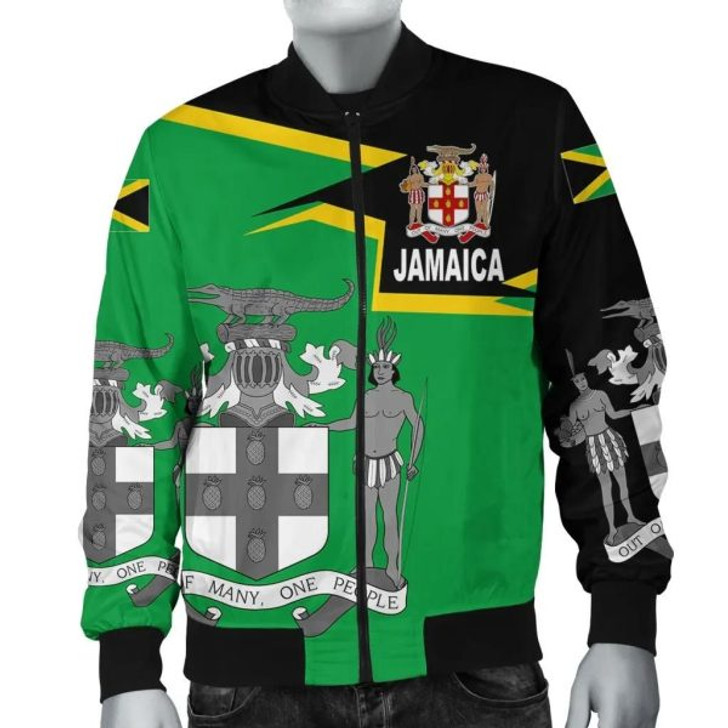 FUNSTUFFPRINTI Jamaica Bomber Jacket Coat Of Arms – Style A27 Bomber Jacket