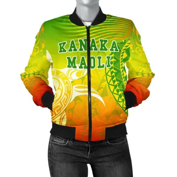 FUNSTUFFPRINTI Kanaka Maoli Polynesian Women’s Bomber Jacket – Turtle Style – AH J9 Bomber Jacket