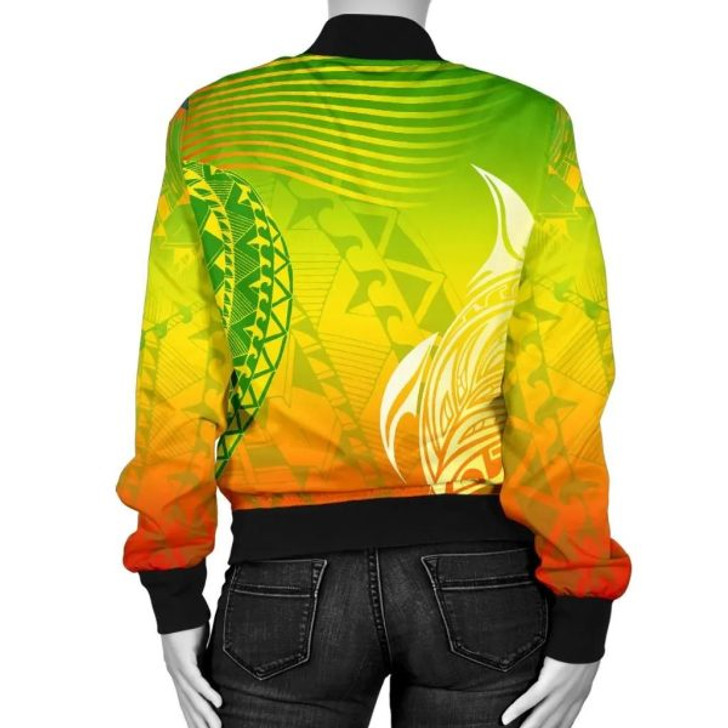 FUNSTUFFPRINTI Kanaka Maoli Polynesian Women’s Bomber Jacket – Turtle Style – AH J9 Bomber Jacket