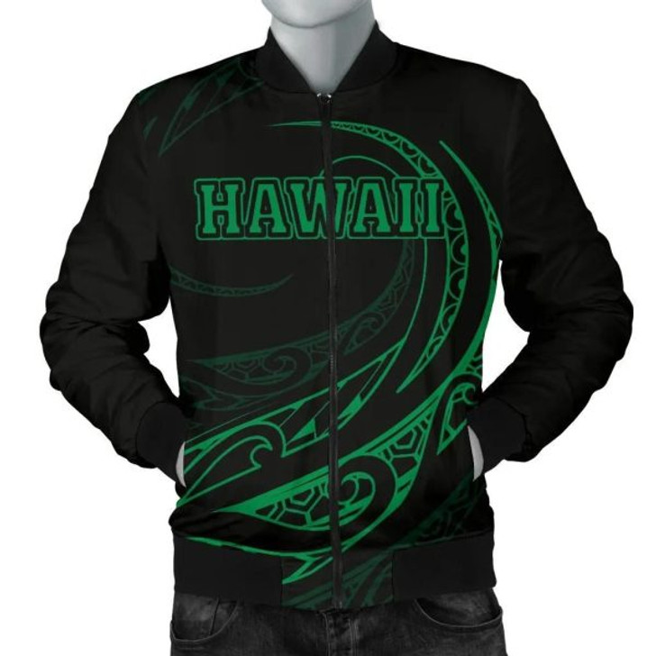 FUNSTUFFPRINTI Kanaka Polynesian Men√¢‚Ç¨‚Ñ¢s Bomber Jacket – Green – Frida Style – AH J9 Bomber Jacket