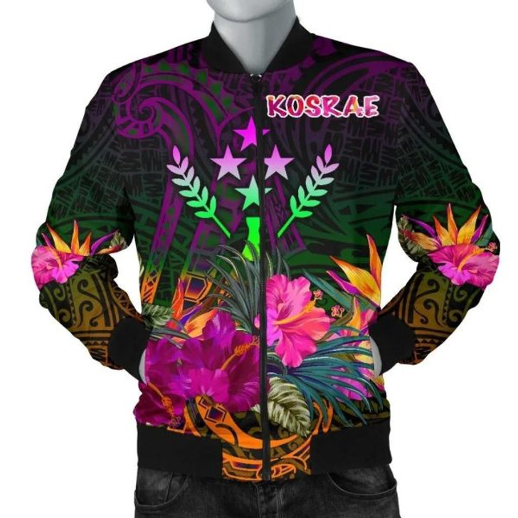 FUNSTUFFPRINTI Kosrae Men’s Bomber Jacket – Summer Hibiscus – BN15 Bomber Jacket