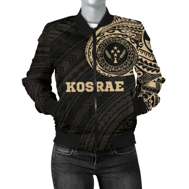 FUNSTUFFPRINTI Kosrae Micronesia Tattoo Women’s Bomber Jacket A7 Bomber Jacket