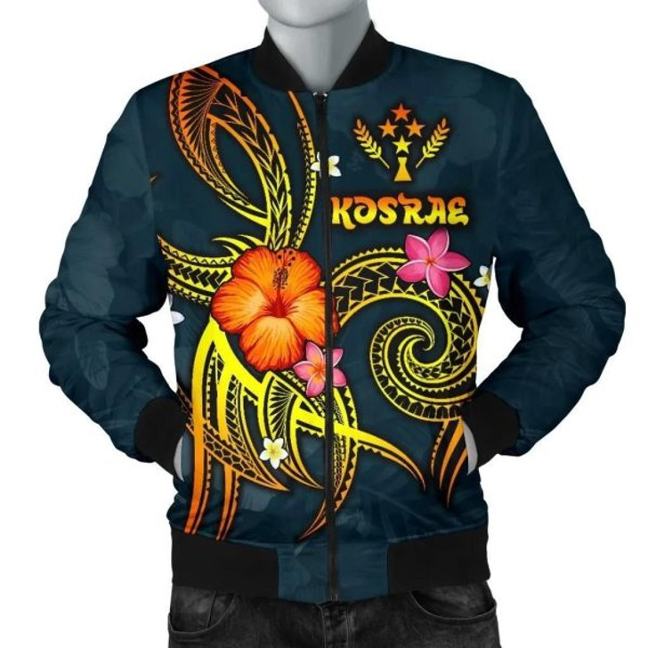 FUNSTUFFPRINTI Kosrae Polynesian Men’s Bomber Jacket – Legend of Kosrae (Blue) – BN15 Bomber Jacket
