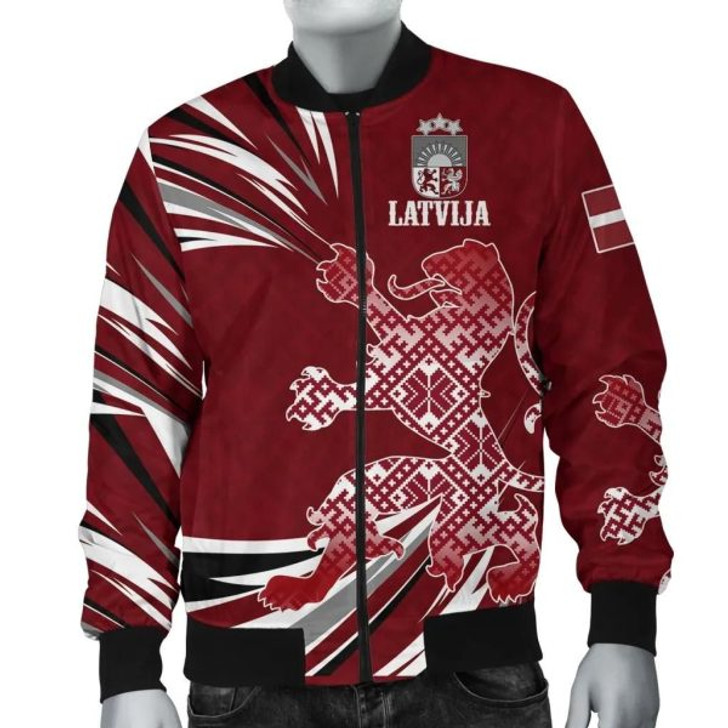 FUNSTUFFPRINTI Latvia – The Latvian Lion Bomber Jacket A7 Bomber Jacket