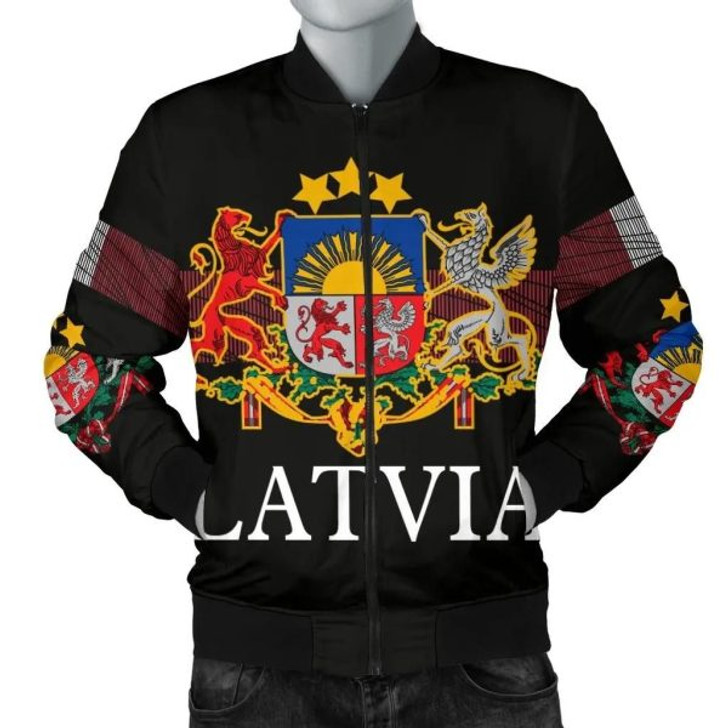 FUNSTUFFPRINTI Latvia-United Men’s Bomber Jacket A27 Bomber Jacket