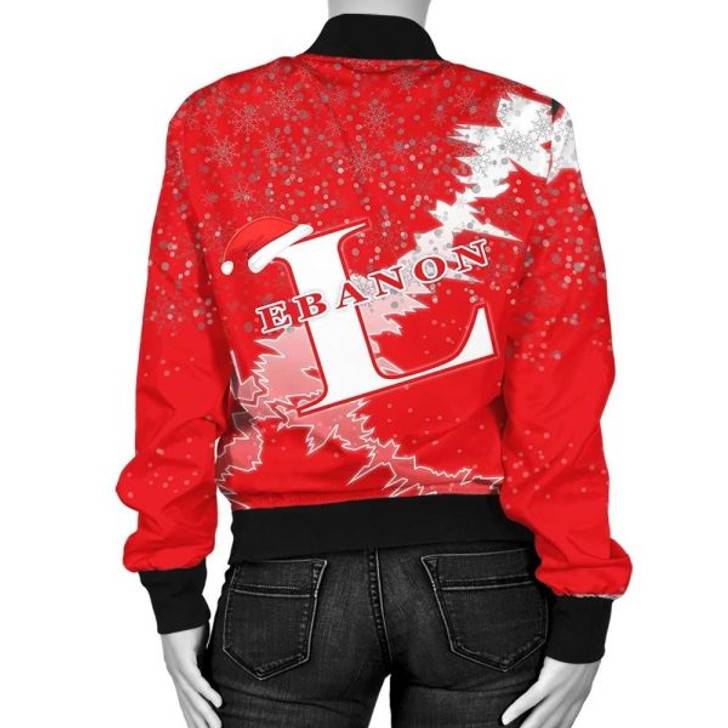 FUNSTUFFPRINTI Lebanon Christmas Coat Of Arms Women Bomber Jacket X Style J78 Bomber Jacket