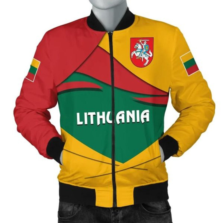 FUNSTUFFPRINTI Lithuania Men’s Bomber Jacket – Lithuania Pride Bomber Jacket