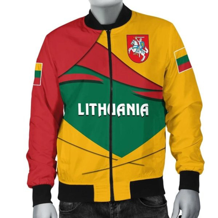 FUNSTUFFPRINTI Lithuania Men’s Bomber Jacket – Lithuania Pride Bomber Jacket