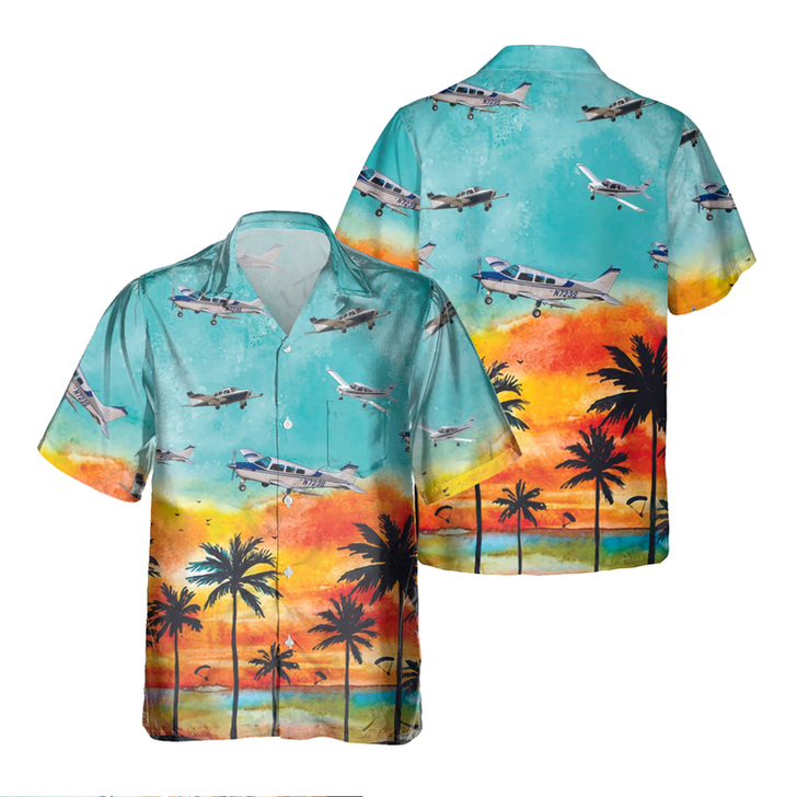 BEECHCRAFT MUSKETEER Pocket Hawaiian Shirt, Hawaiian Shirt for Men Dad Veteran, Patriot Day