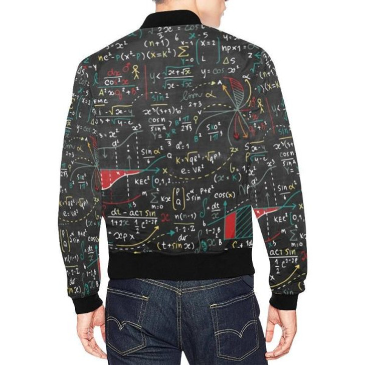 FUNSTUFFPRINTI Math Print Pattern Mens Bomber Jacket