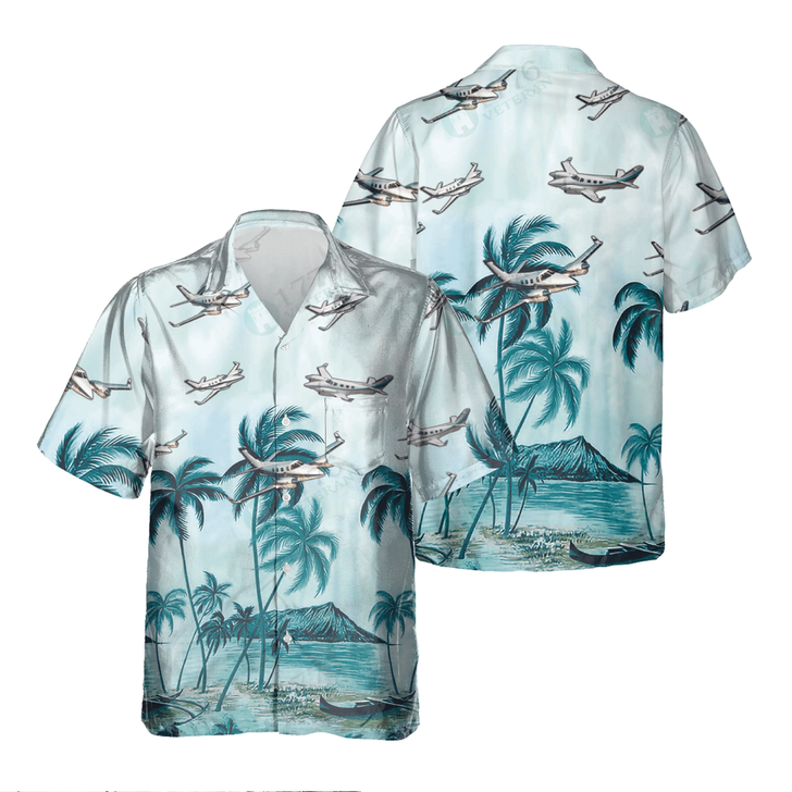 BEECHCRAFT DUKE Pocket Hawaiian Shirt, Hawaiian Shirt for Men Dad Veteran, Patriot Day