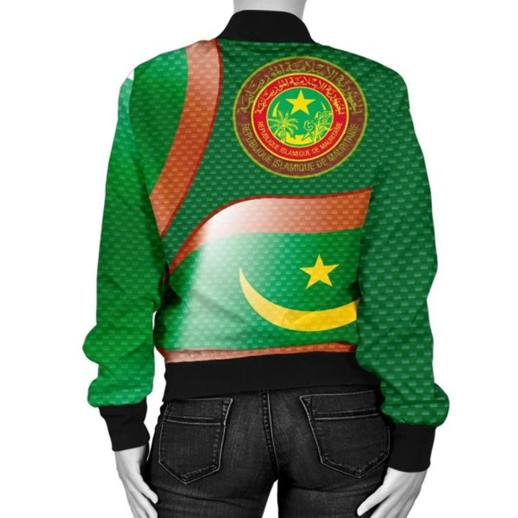 FUNSTUFFPRINTI Mauritania Women’s Bomber Jacket – Mauritania Flag and Coat Of Arms – BN18 Bomber Jacket