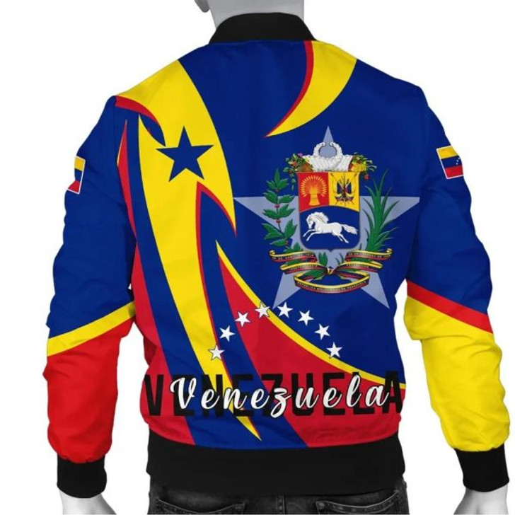 FUNSTUFFPRINTI Men’s Bomber Jacket – Venezuela Flag Coat of Arms A30 Bomber Jacket