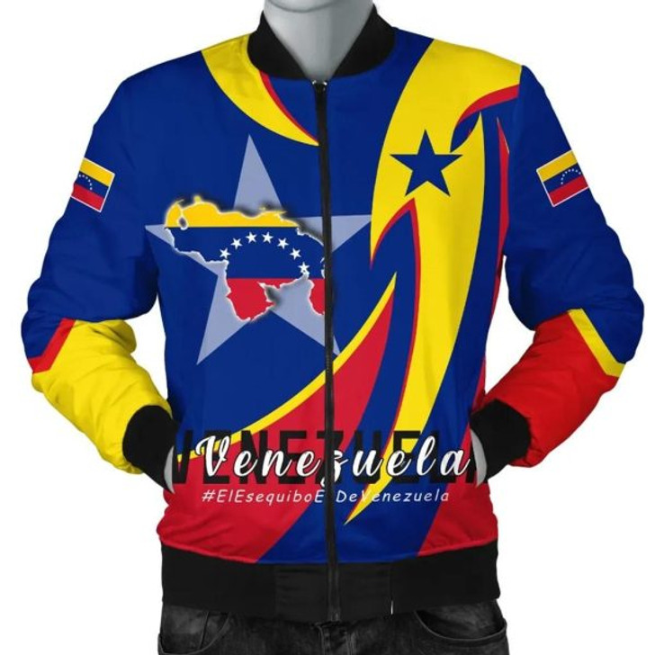 FUNSTUFFPRINTI Men’s Bomber Jacket – Venezuela In My Heart A30 Bomber Jacket