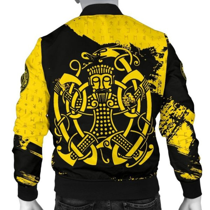 FUNSTUFFPRINTI Men’s Bomber Jacket, Loki Bound Triskele Rune Gold A31 Bomber Jacket