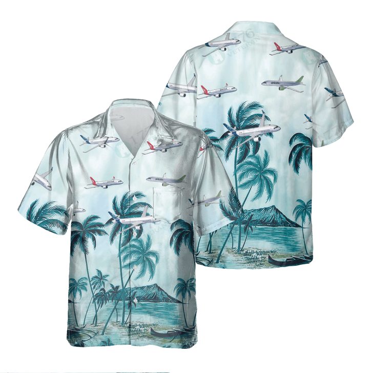 Airbus A220 Pocket Hawaiian Shirt, Hawaiian Shirt for Men Dad Veteran, Patriot Day