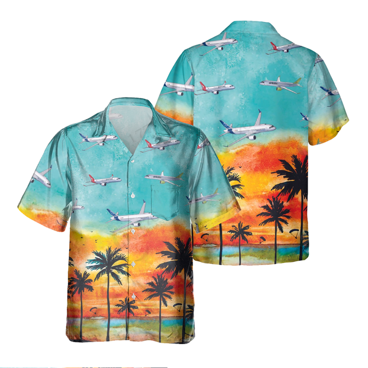 Airbus A220 Pocket Hawaiian Shirt, Hawaiian Shirt for Men Dad Veteran, Patriot Day