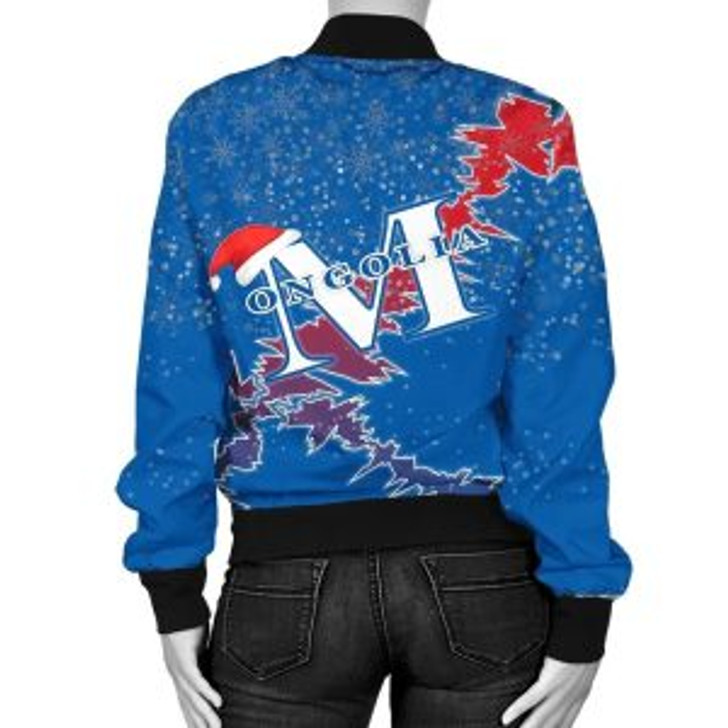 FUNSTUFFPRINTI Mongolia Christmas Coat Of Arms Women Bomber Jacket X Style J78 Bomber Jacket