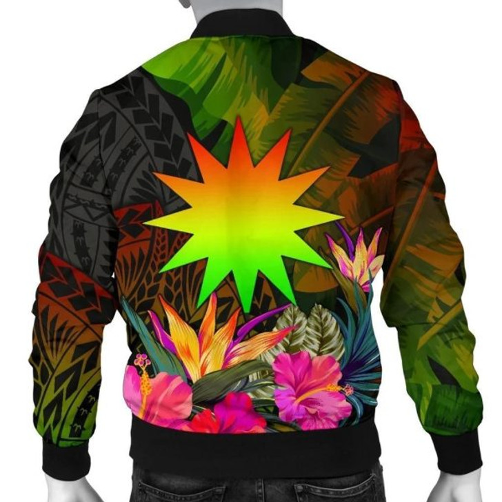 FUNSTUFFPRINTI Nauru Polynesian Personalised Men’s Bomber Jacket – Hibiscus and Banana Leaves – BN15 Bomber Jacket