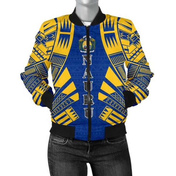 FUNSTUFFPRINTI Nauru Women Bomber Jacket – Polynesian Tattoo Flag – BN0110 Bomber Jacket