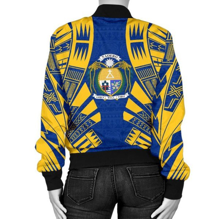 FUNSTUFFPRINTI Nauru Women Bomber Jacket – Polynesian Tattoo Flag – BN0110 Bomber Jacket