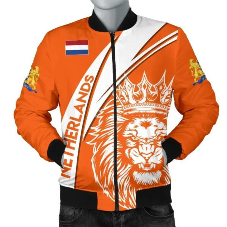 FUNSTUFFPRINTI Netherlands Bomber Jacket – Netherlands Koningsdag Lion Men A10 Bomber Jacket