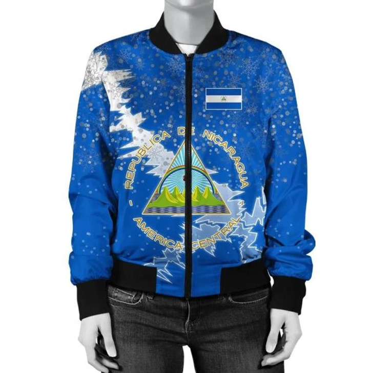 FUNSTUFFPRINTI Nicaragua Christmas Coat Of Arms Women Bomber Jacket X Style J78 Bomber Jacket