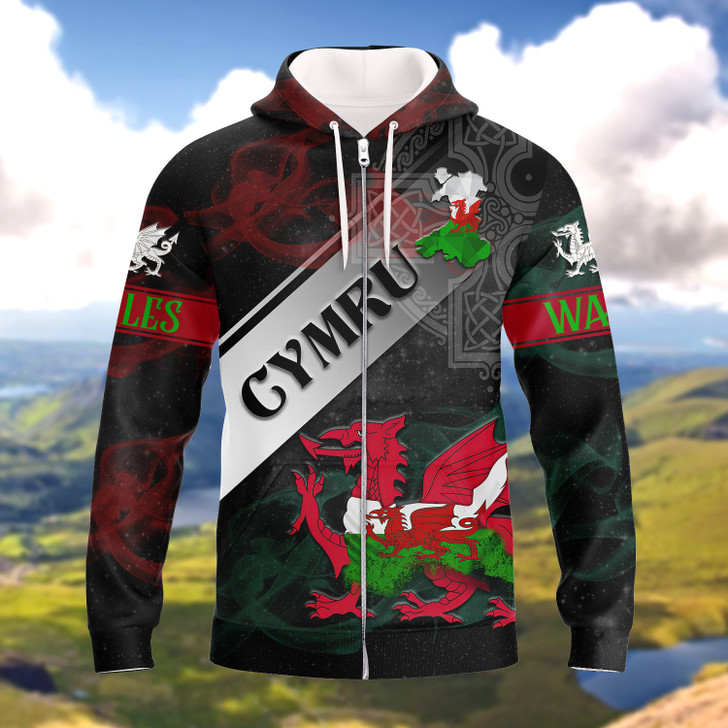 FUNSTUFFPRINT  Wales Cymru   3D Hoodie and Zip Hoodie