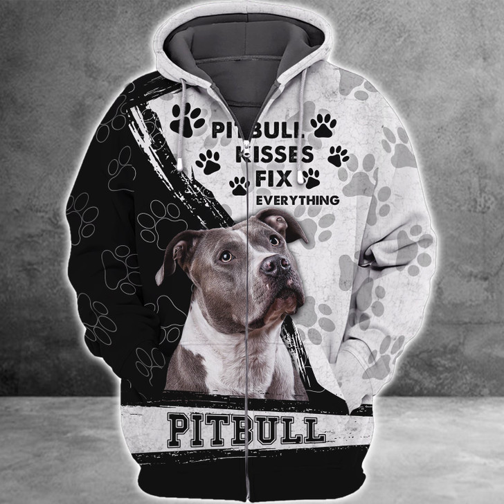 FUNSTUFFPRINT Love Pitbull  3D Hoodie and Zip Hoodie