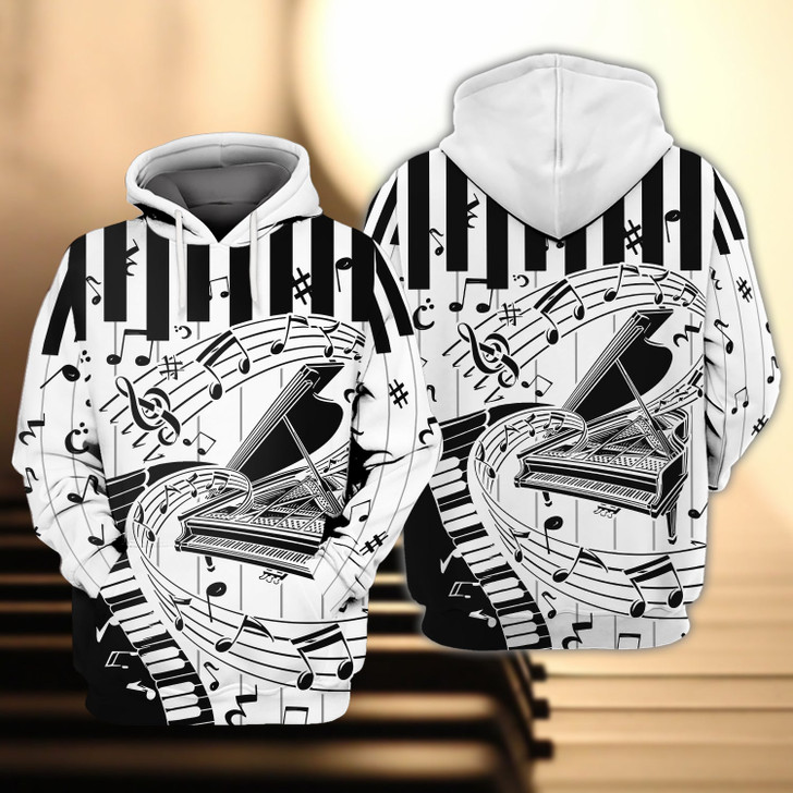 FUNSTUFFPRINT  Piano - 3D Full Print   3D Hoodie and Zip Hoodie