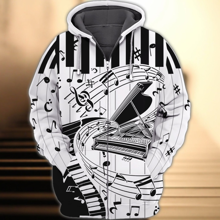 FUNSTUFFPRINT  Piano - 3D Full Print   3D Hoodie and Zip Hoodie