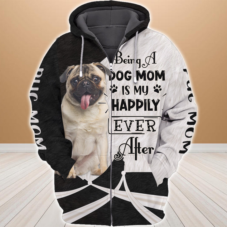 FUNSTUFFPRINT Pug Mom 3D Hoodie and Zip Hoodie