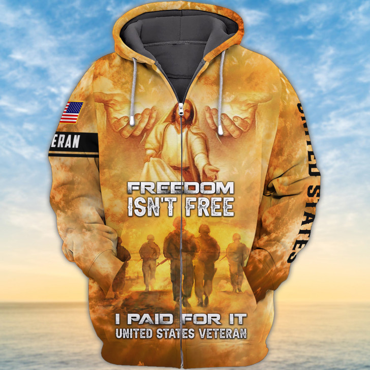 FUNSTUFFPRINT  Freedom Isn't Free, Veteran U.S    3D Hoodie and Zip Hoodie